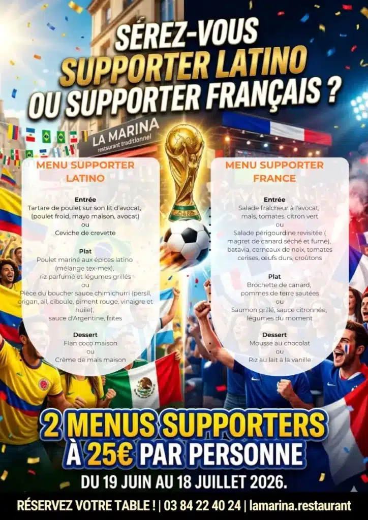 2 menus du supporter a 25 euros pour la coupe du monde de football