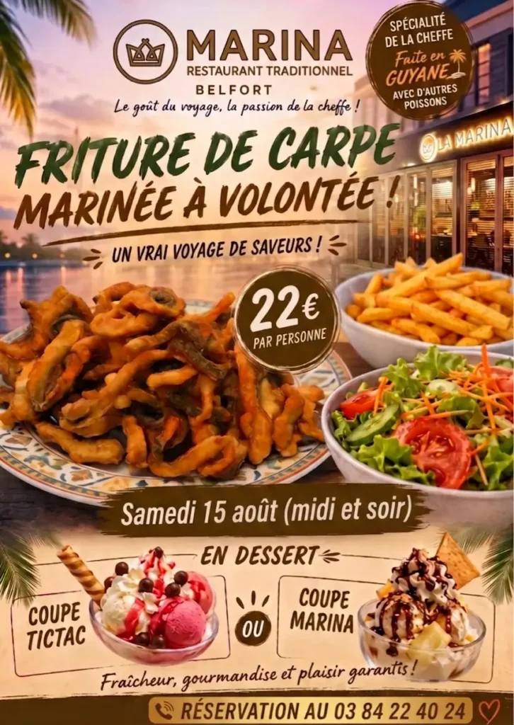 soirée carpes frites marinée samedi 15 aout midi et soir